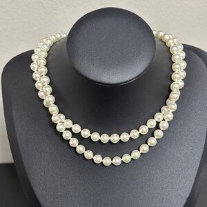 Vintage Metall Faux Pearl Layered Choker Classy Necklace Gold Tone